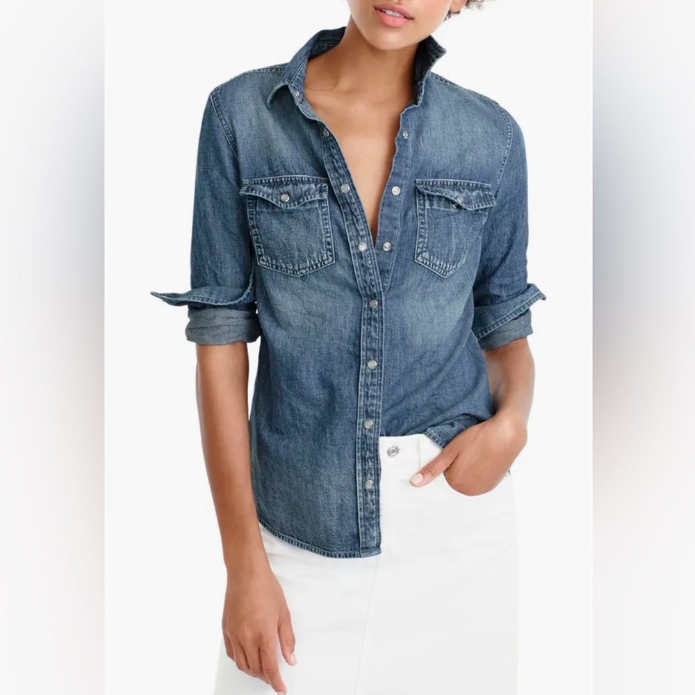 J. Crew Blue Denim Button-Down Shirt